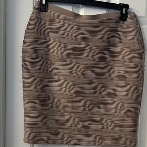 NY Collection Beige Wave Pattern Pencil Skirt